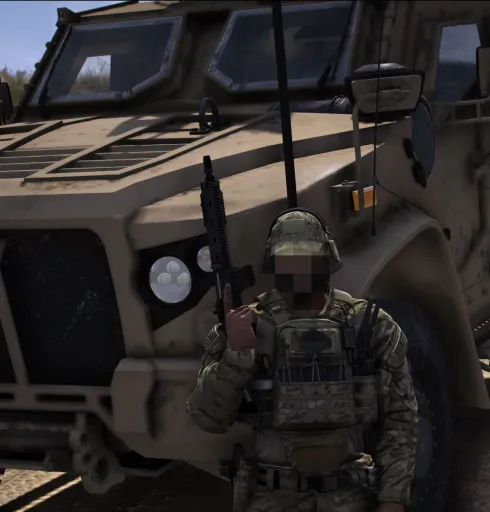Operator mit Fahrzeug