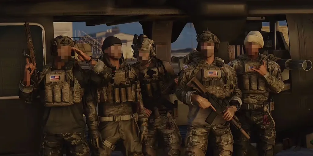 Squad im Helikopter